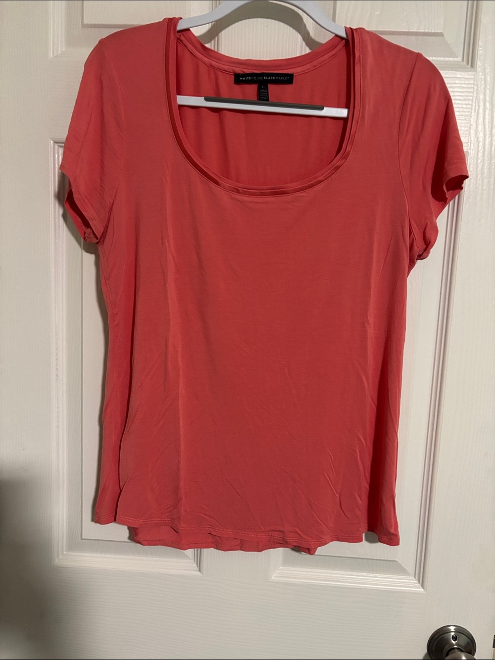 White House Black Market Coral Scoop Neck Short Sleeve Tee